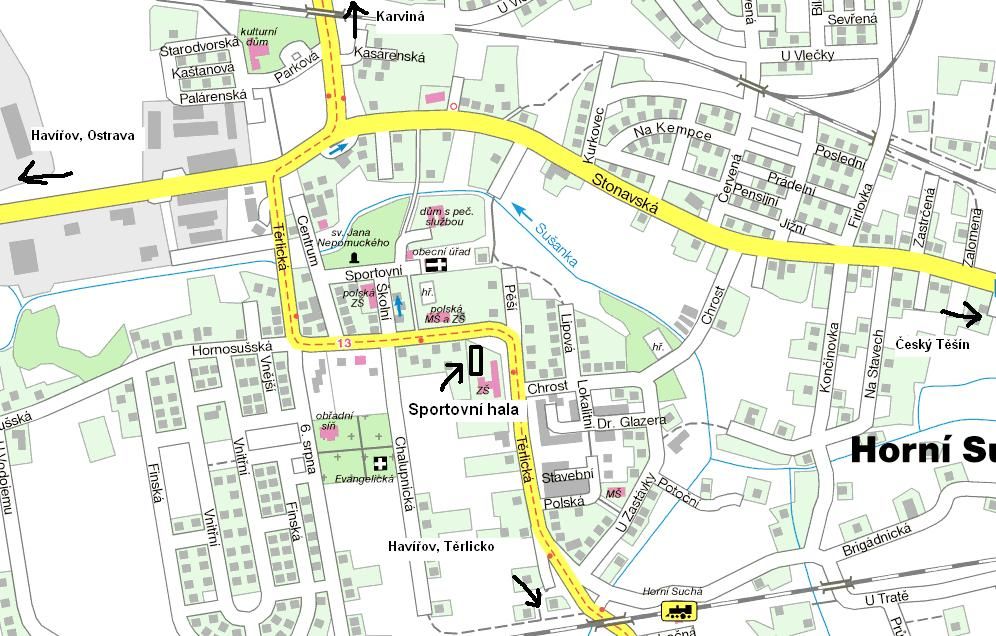 Hala Horní Suchá - detailní mapa